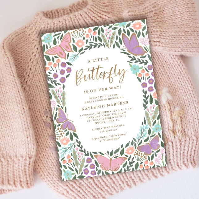Elegant Butterfly Garden Baby Shower Inbjudningar (Skapare uppladdad)