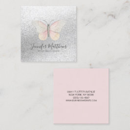 Elegant Butterfly Glitter Fyrkantigt Visitkort