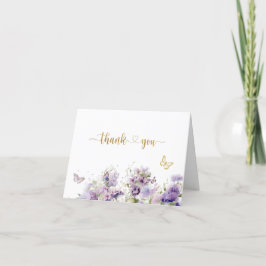 Elegant butterfly kisses lila blommor Watercolo Tack Kort