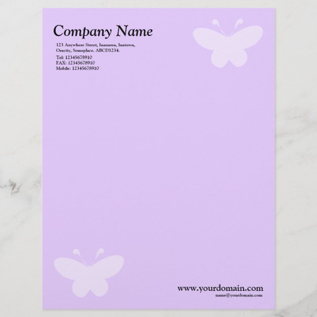 Elegant Butterfly - Light Lila Brevhuvud (Framsida)