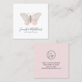 Elegant Butterfly Logotyp Brand Fyrkantigt Visitkort