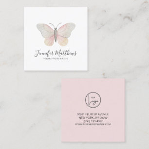 Elegant Butterfly Logotyp Brand Fyrkantigt Visitkort