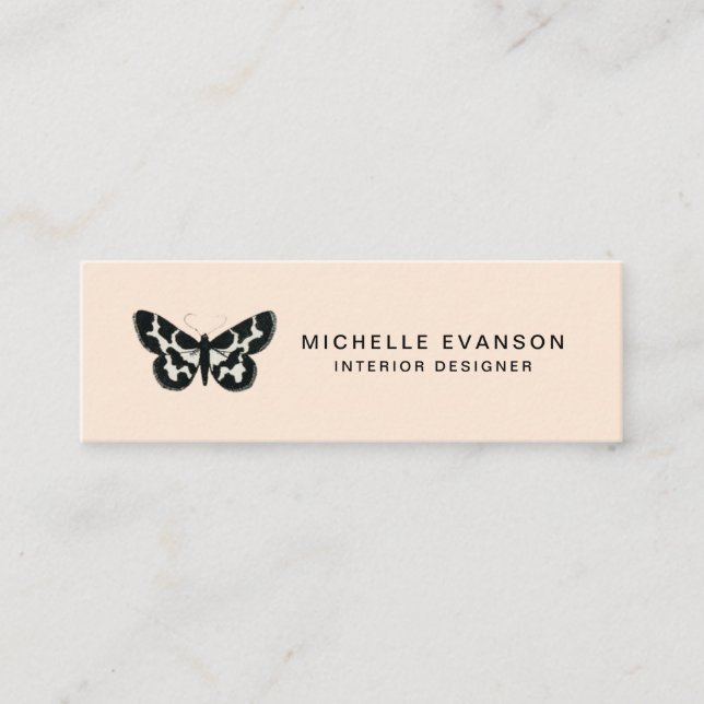 Elegant Butterfly Logotyp Professionell Peach Tan Mini Visitkort (Framsida)