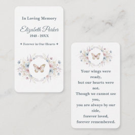 Elegant Butterfly Memorial Prayer Card Template Anteckningskort