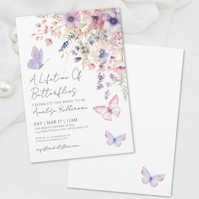 Elegant Butterfly Möhippa Inbjudningar (Elegant Butterfly Bridal Shower Invitation)