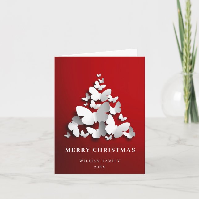 Elegant Butterfly Monarch Julgran Hälsning Helgkort (Framsida)