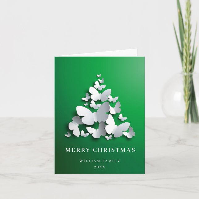 Elegant Butterfly Monarch Julgran Hälsning Helgkort (Framsida)