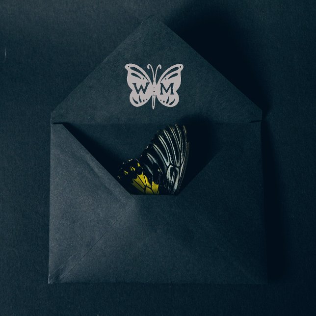 Elegant Butterfly Monogram, Bröllop Stämpel (Skapare uppladdad)