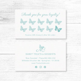 Elegant Butterfly Monogram Cute Pastel Turcos Lojalitetskort