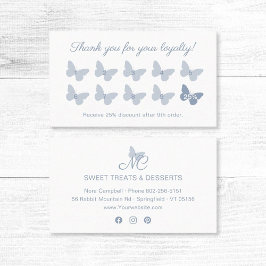 Elegant Butterfly Monogram Dusty Blue Reward Lojalitetskort