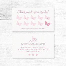 Elegant Butterfly Monogram Girly Cute Baby Rosa Lojalitetskort