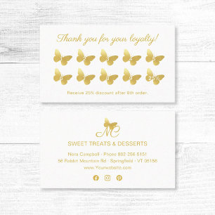 Elegant Butterfly Monogram Guld Tack för din Lojalitetskort
