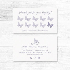 Elegant Butterfly Monogram Lavender Tack Lojalitetskort