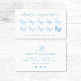 Elegant Butterfly Monogram Logotyp Cute Baby blue Lojalitetskort