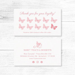 Elegant Butterfly Monogram Söt Girly Peach Rosa Lojalitetskort