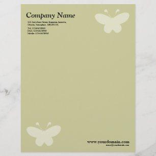 Elegant Butterfly Motif - Light Khaki Brevhuvud