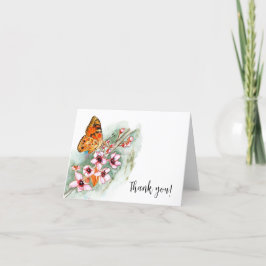 Elegant Butterfly och Blommar Tack Kort