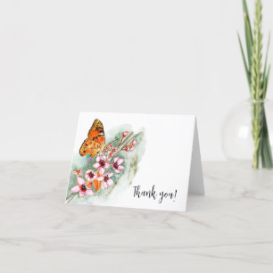 Elegant Butterfly och Blommar Tack Kort