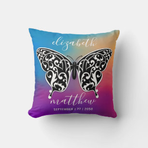 Elegant Butterfly och Colorful Sunset Design Kudde