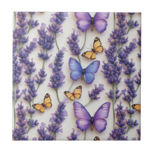 Elegant Butterfly och Lavender Design Kakelplatta