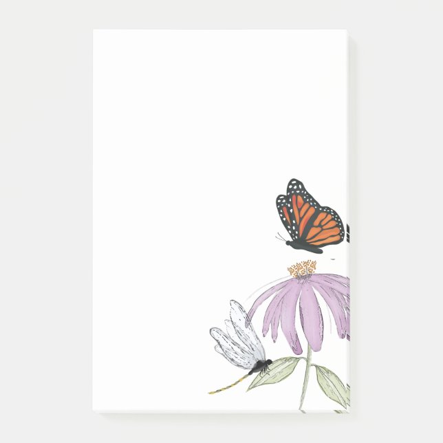 Elegant Butterfly och Lila Flower Snyggt blank Post-it Block (Framsida)