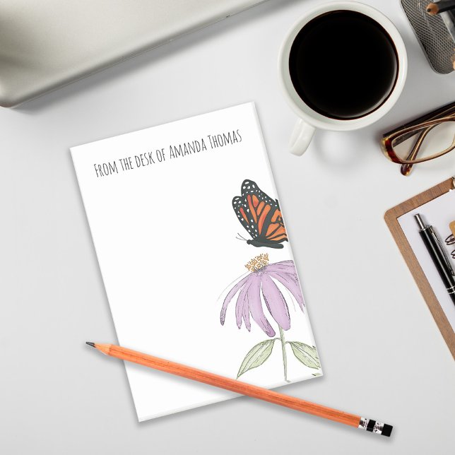 Elegant Butterfly och Lila Flower Snyggt Post-it Block (Skapare uppladdad)