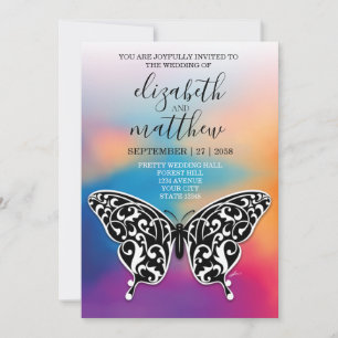 Elegant Butterfly och Sunset Design Inbjudningar