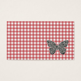 Elegant Butterfly On Red Gingham-komplikationskort Visitkort