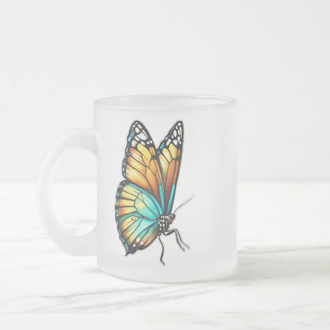 Elegant Butterfly Outline Frosted Glass Mugg - 10  (Vänster)