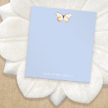 Elegant Butterfly Personlig Anteckningsblock<br><div class="desc">Hand plockade-fjäril för rost-färgad på pastellblåbakgrund</div>