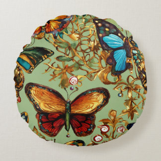 Elegant Butterfly Pillow-design: Naturens skönhet Rund Kudde