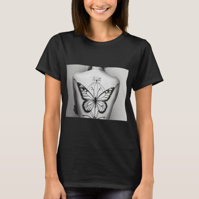 "Elegant Butterfly Print Women's Basic T-Shirt" T Shirt (Framsida)