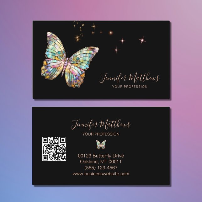 Elegant Butterfly QR-kodskript Visitkort (Skapare uppladdad)