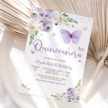 Elegant Butterfly Quinceañera Invitation