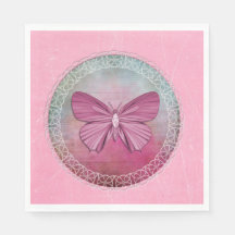 Elegant Butterfly Rosa Party Napkins