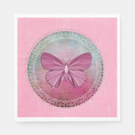 Elegant Butterfly Rosa Party Napkins Pappersservett