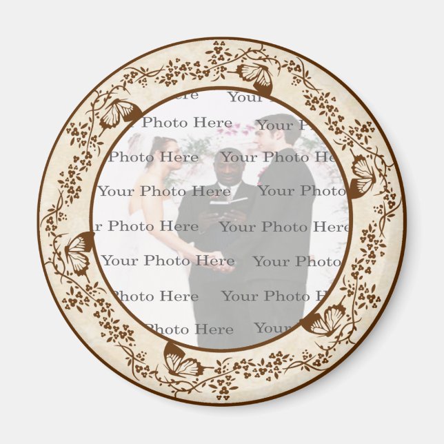 Elegant Butterfly Round Magnet (Framsidan)