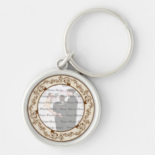 Elegant Butterfly Round Silver Nyckelring