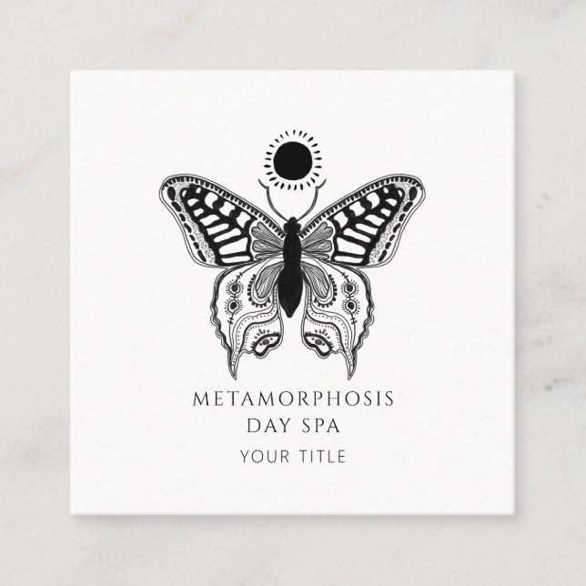 Elegant Butterfly Sol Day Spa Fyrkantigt Visitkort (Framsida)