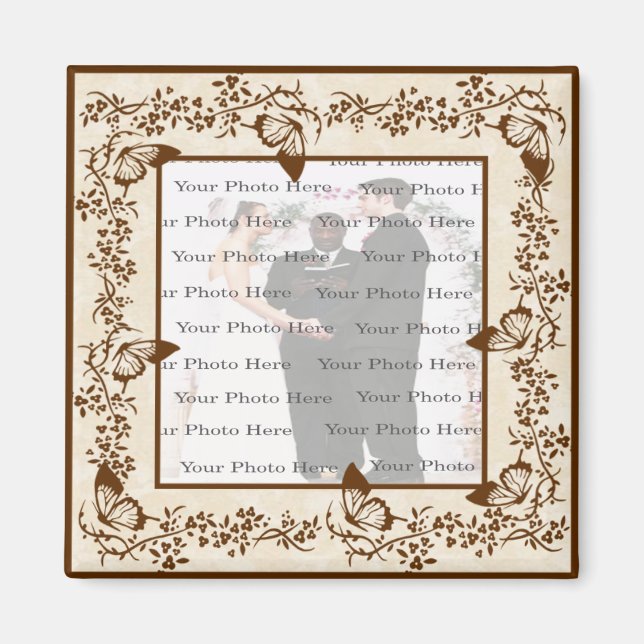 Elegant Butterfly Square Magnet (Framsidan)