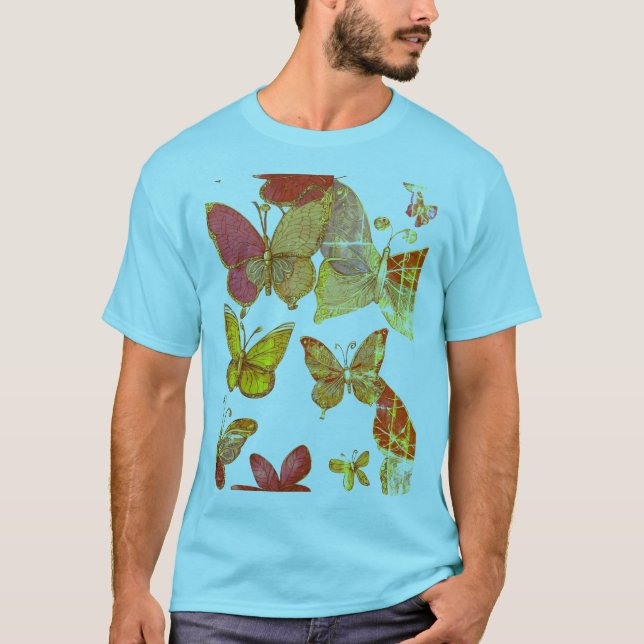 "Elegant Butterfly Swirl T-Shirt (Framsida)