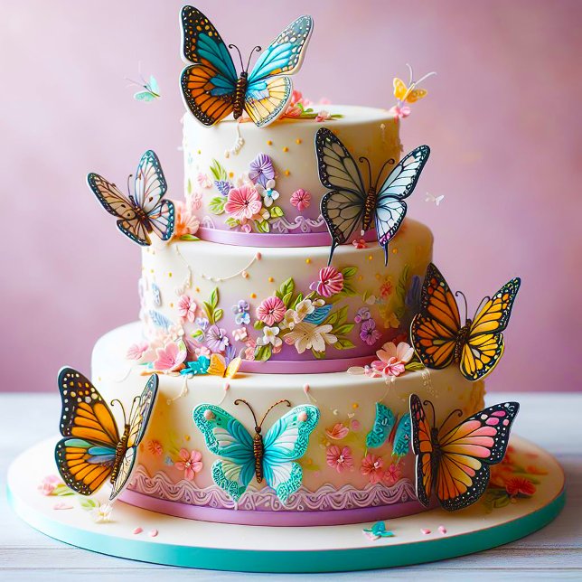 ELEGANT BUTTERFLY THEMED BIRTHDAY CAKE KORT (Skapare uppladdad)