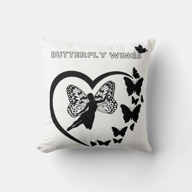 Elegant Butterfly Vingar Heart Dekorativ kudde (Framsida)