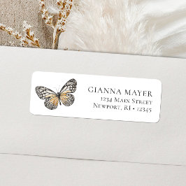 Elegant Butterfly Wildblomma Studenten Returadress Etikett