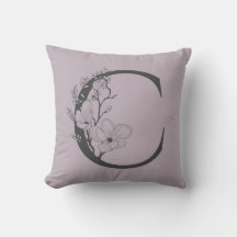 Elegant C Boho Blommigt Monogram Initial Lilac Grå