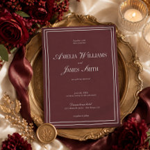 Elegant Cabernet Burgundy Minimalistisk Bröllopssv