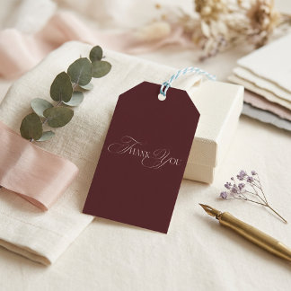 Elegant Cabernet Burgundy Minimalistisk Bröllopssv Presentetikett