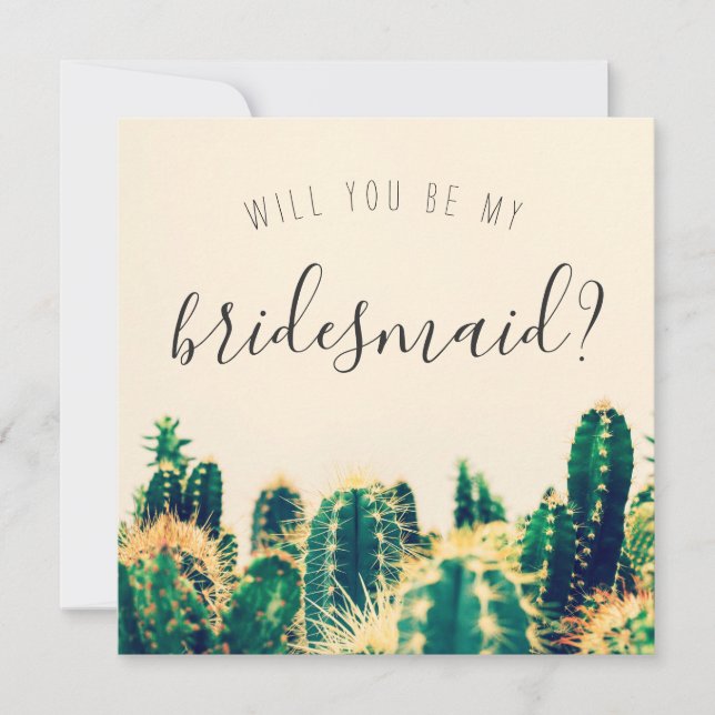 Elegant Cactus blir mitt Bridesmaid-kort Inbjudningar (Framsida)
