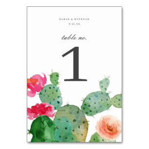 Elegant Cactus Garden BRÖLLOP Bordsnummer