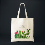 Elegant Cactus Garden Personlig Bröllop Tygkasse<br><div class="desc">Den här vackra bröllop-väskan har vackra blomningskonton parade med elegant-typografi. Fyll den med tankeväckande grundsatser för gästerna i bröllop, till exempel flaska vatten, flinflip flops, solskydd, choklad osv. Det är perfektens val för en rustik ännu elegant bröllop. Den här designen koordinerar med vår Elegant Watercolor Cactus bröllopssviten. Se nedan för...</div>